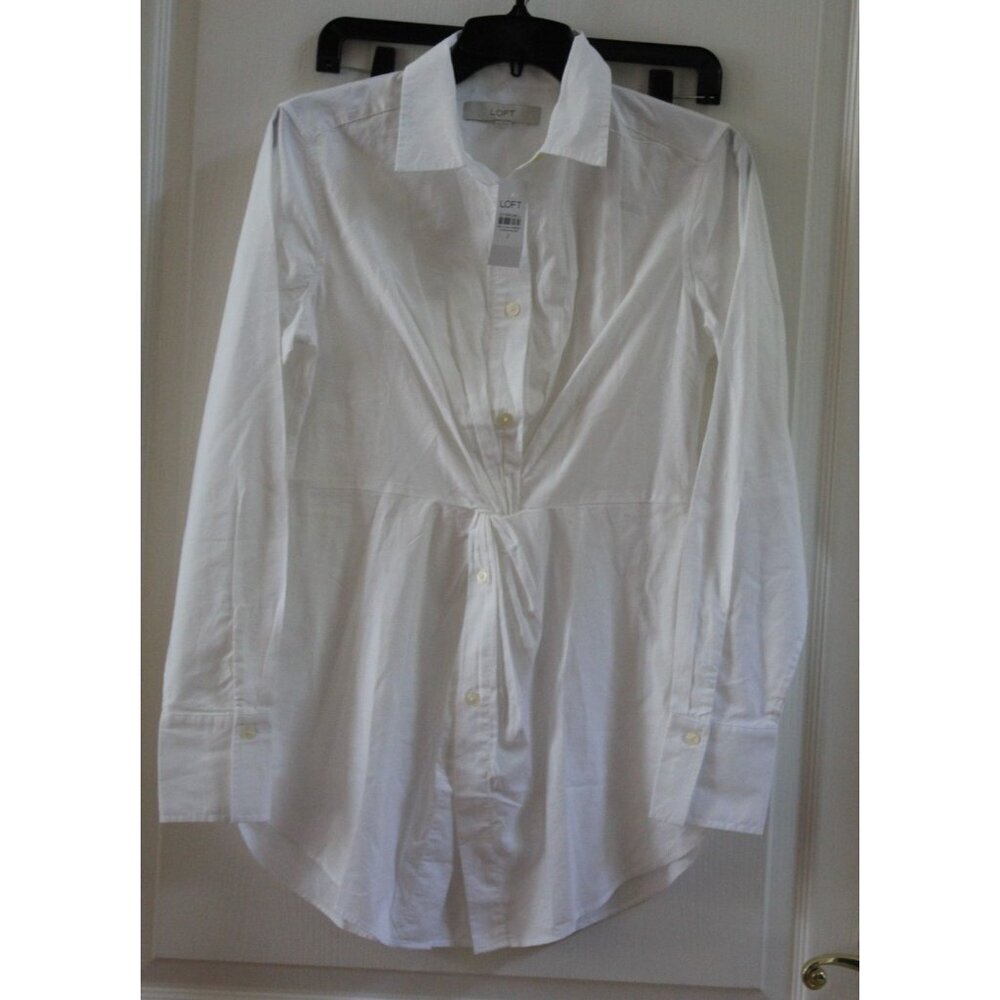 NWT Ann Taylor White Button Up Tunic Shirt Size 2